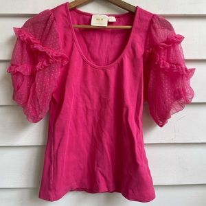 Hot pink fluffy sleeve top